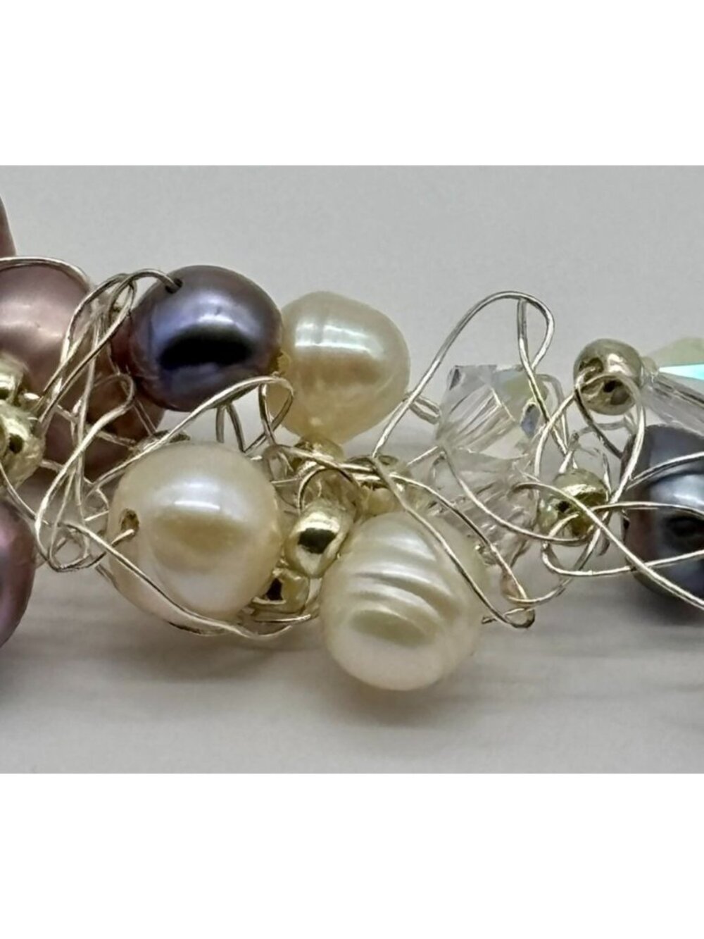 Artisan-Made Collar and Bracelet Set .999 Fine Silver Freshwater Pearls Crystals - Picture 11 of 15